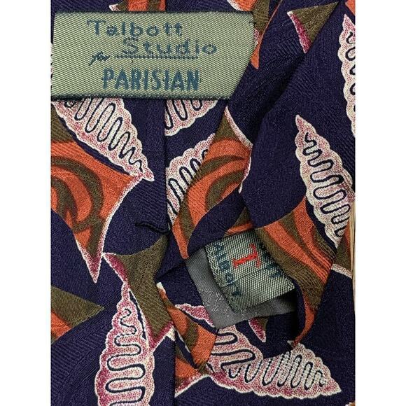 Talbott Studio Black Orange Olive Cream Silk Tie SALE - Picture 5 of 7